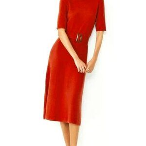 ANN TAYLOR BELTED MOCK TURTLENECK DRESS SIZE M SLIMMING FLATTERNG PREPPY STYLE